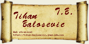 Tihan Balošević vizit kartica